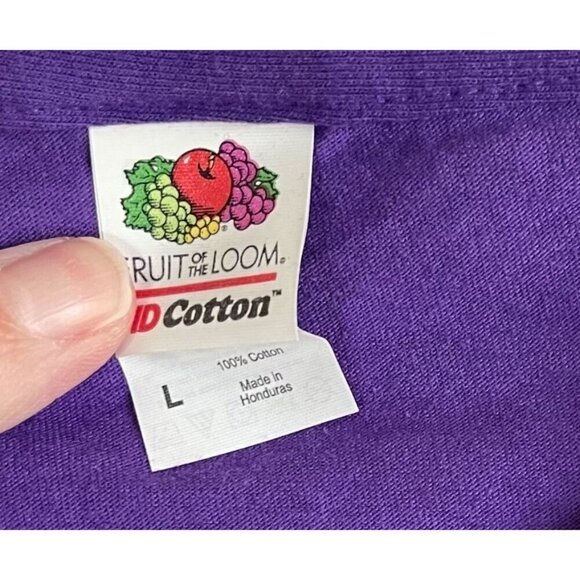 NWOT Fruit of the Loom HD Mens Purple Short Sleeve Crew Neck Cotton Tee Large - Picture 6 of 8